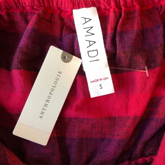 Amandi Striped, Linen, Ruffle Back, Romper with Pockets NWT Women’s Size X-Small - Picture 5 of 8